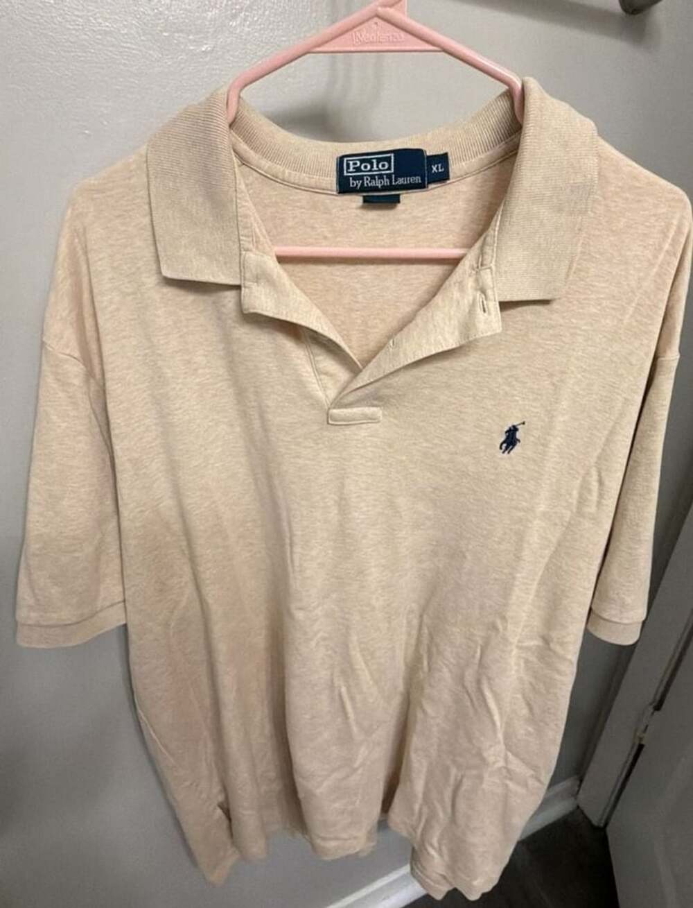 Polo Ralph Lauren Mens XL Classic Fit Mesh Polo Shirt Beige Heather Pony Logo